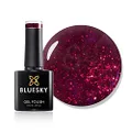 BLUESKY Gel Nail Polish 80545 [Ruby Ritz] Sparkly Red Glitter Soak Off LED UV Light - Chip Resistant & 21-Day Wear 10ml