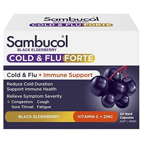 Sambucol Cold and Flu Forte 24 Capsules, 24 count, Pack of 24