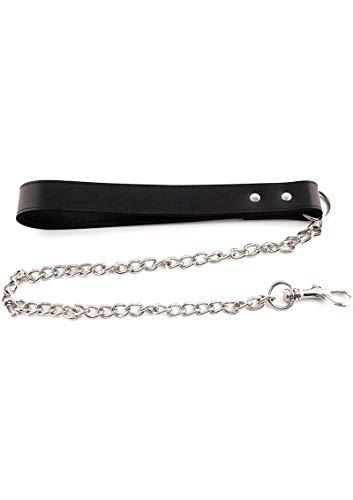 Rouge Leather Dog Lead with Chain, Black