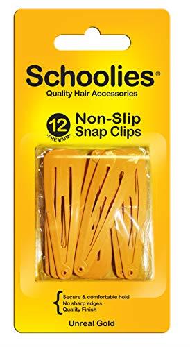 Schoolies Hair Accessories Non Slip Snap Clips 12 Pieces, Unreal Gold