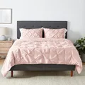 Amazon Basics Pinch Pleat All-Season Down-Alternative Comforter Bedding Set - Full / Queen, Blush