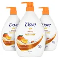 DOVE Body Wash Glowing 1L x 3 Pack, Mild and Gentle formula, with Mango & Almond Butters