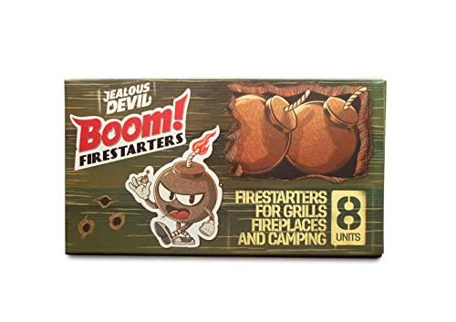 Jealous Devil Boom! Fire Starters - Organic Coconut Fibre BBQ Fire Starter for Campfires, BBQ and Indoor Fireplace - Clean, Odourless 20 Minute Burn Time