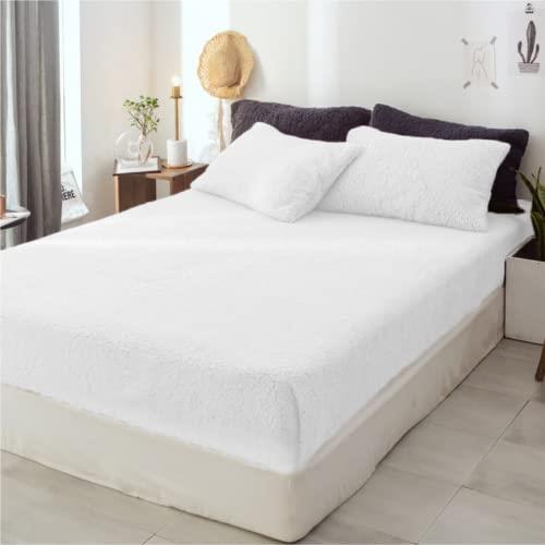Luxor Teddy Bear Fleece Soft Thermal Warm Fitted Sheet Set, White, Single