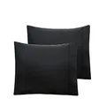 Accessorize Bedroom Collection Satin Standard Pillowcase 2 Pieces Pack, Black