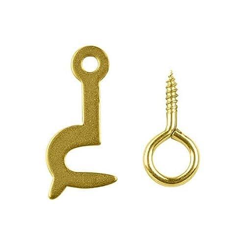 Romak 13901 Brass Plated Box Hook and Eye Pack of 100 Pieces, 30 mm Size