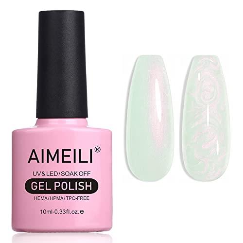 AIMEILI Pearl Gel Nail Polish, Shimmer Mermaid Nail Gel Soak Off U V Gel Polish - (175) 10ml