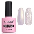AIMEILI Pearl Gel Nail Polish, Shimmer Mermaid Nail Gel Soak Off U V Gel Polish - (168) 10ml