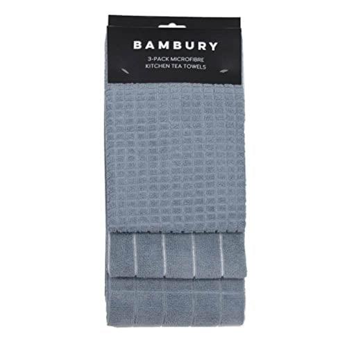 Bambury Microfibre Kitchen/Tea Towel 3 Piece Set, Blue, 80 x 50 cm