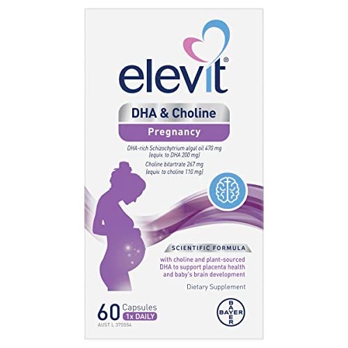 Elevit DHA + Choline Pregnancy supplement Supports Baby's Brain & Central Nervous System Development during Pregnancy, 60 Count