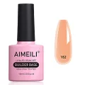 AIMEILI 5 in 1 Builder Base Nail Polish Gel, Strengthener Gel Translucent Cover Soft Nude Color Jelly Gel Hard Gel Nail Extension Nail Enhancement Reinforce Lacquer Gel 10ML-162
