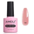 AIMEILI 5 in 1 Builder Base Nail Polish Gel, Strengthener Gel Translucent Cover Soft Nude Color Jelly Gel Hard Gel Nail Extension Nail Enhancement Reinforce Lacquer Gel 10ML-165