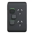 Clipsal Iconic 10A 250V Vertical Double Power Point Extra Switch Skin, Black