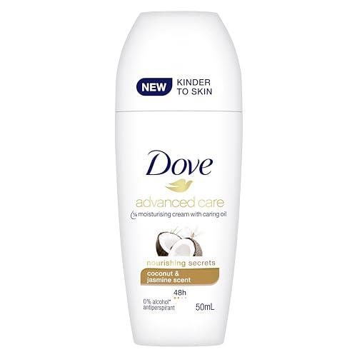 Dove Advanced Care Anti-perspirant Deodorant roll-on for 48 hours of protection Coconut Scent with 1/4 moisturising cream and caring oil 50 ml