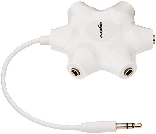 Amazon Basics 5-Way Multi Headphone Splitter, White