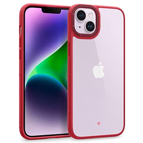SPIGEN Caseology Skyfall Case Designed for Apple iPhone 14 Plus (2022)(6.7-inch) Bumper Clear Cover - Apple Red