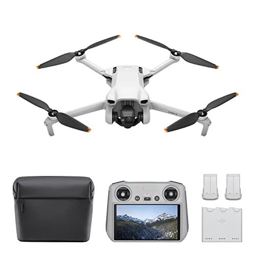 DJI Mini 3 Fly More Combo Plus (DJI RC) - Lightweight and Foldable Mini Camera Drone with 4K HDR Video, 51-min Flight Time, True Vertical Shooting, and Intelligent Features, gray