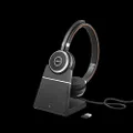 Jabra Evolve 65 SE Link380a Noise-Cancelling UC Mono Bluetooth Headset with Charging Stand, Black