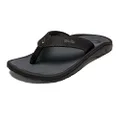 OLUKAI Ohana Men's Beach Sandals, Quick-Dry Flip-Flop Slides, Water Resistant & Lightweight, Compression Molded Footbed & Ultra-Soft Comfort Fit, Black/Dark Shadow, 13