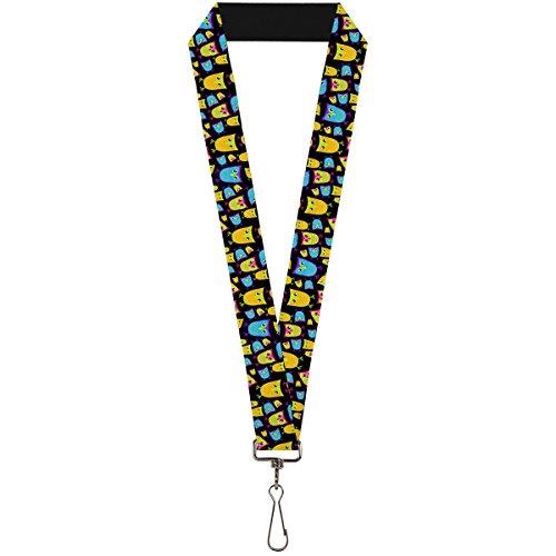 Buckle-Down Lanyard, Owls Outline Black/Neon Multicolour, 22 Inch Length x 1 Inch Width