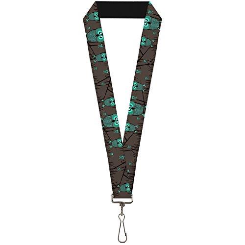 Buckle-Down Lanyard, Owls In Trees Turquoise/Multicolour, 22 Inch Length x 1 Inch Width