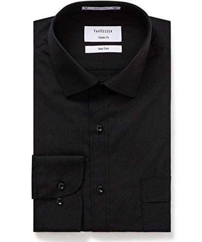 VAN HEUSEN mens Classic Relaxed Fit Shirt Vertical Stripe Black 48cm Collar x LG Sleeve
