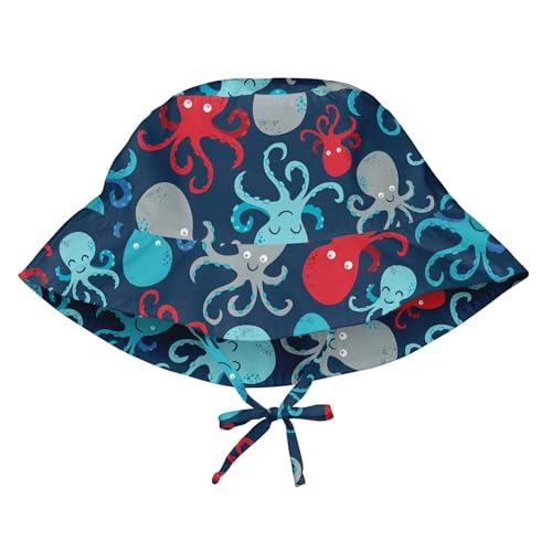 i play. Baby Bucket Sun Protection Hat-Navy Octopus, Navy, 0/6mo