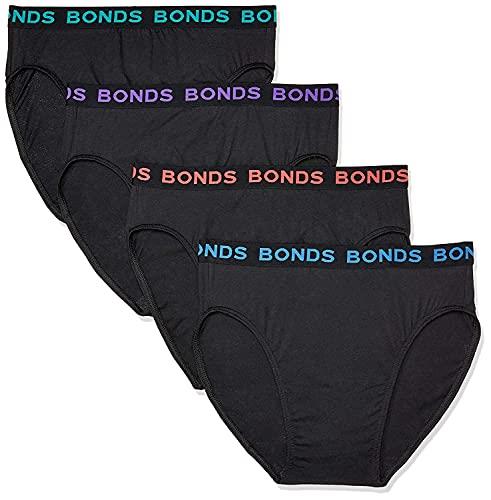 Bonds Men's Underwear Hipster Brief - 4 Pack, Black / Bright Band (4 Pack), Small
