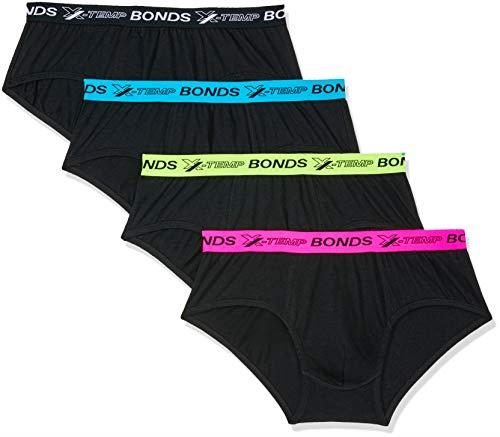 Bonds Men's Underwear X-Temp Brief, Black / Colour Band (4 Pack), XX-Large