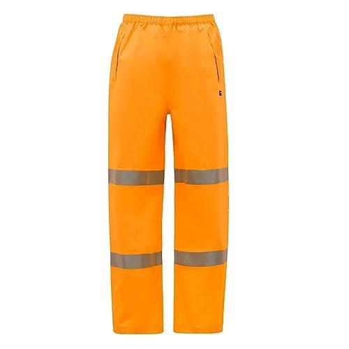 KingGee Men's Wet Weather Hi-Vis Waterproof Reflective Work Pants, Orange, XX-Large Size