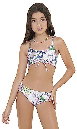 Maaji Girl's Le Fleur Aconite Standard Swimwear Bikini Set, White, Size 4
