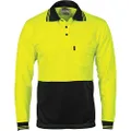 DNC Workwear Men's Hi-Vis Two Tone Cool Breathe Long Sleeve Polo Shirt, Yellow/Black, 7X-Large