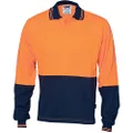 DNC Workwear Men's Hi-Vis Cool Breeze Cotton Jersey Food Industry Long Sleeve Polo Shirt, Orange/Navy, 3X-Large