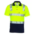 DNC Workwear Men's Cotton Back Hivis Two Tone Short Sleeve Polo Shirt with CSR Reflective Tape, Yellow/Navy, 5X-Large