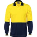 DNC Workwear Men's Hi-Vis Two Tone Food Industry Long Sleeve Polo Shirt, Yellow/Navy, 4X-Large