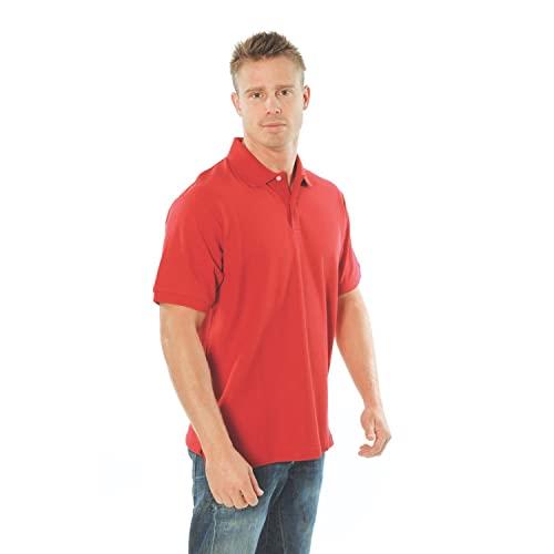 TOMYEUS DNC Men's Cotton Rich New York Polo T-Shirt, 3X-Large, Red