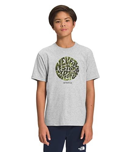 The North Face Boys’ Short Sleeve Graphic Tee, TNF Light Grey Heater/LED Yellow, Small