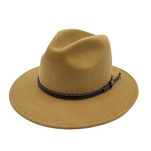 Jacaru Australia 1847 Outback Fedora Hat, Caramel, X-Large