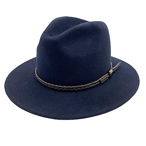 Jacaru Australia 1847 Outback Fedora Hat, Navy, XX-Large