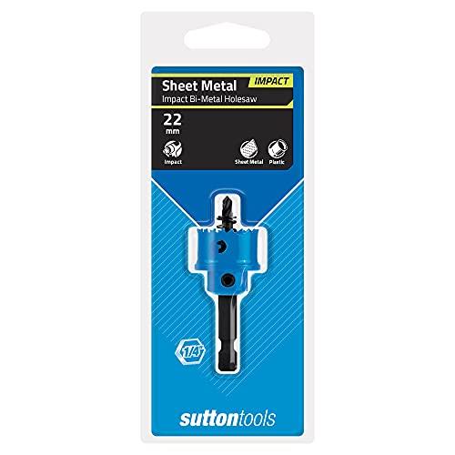 Sutton tools H119 Hex Shank Impact Bi-Metal HSS Holesaw, 22 mm Diameter Black/Blue