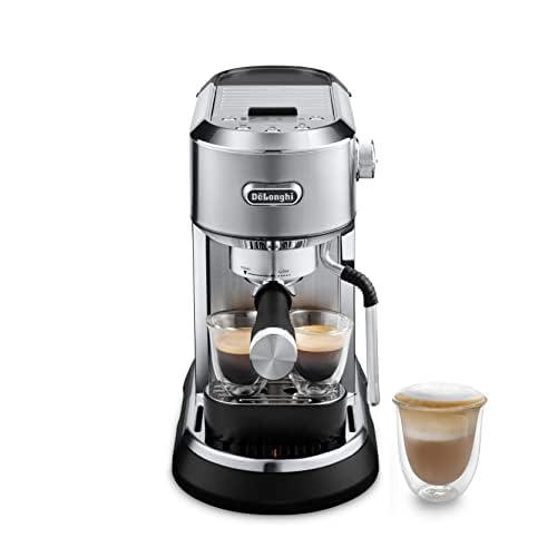De'Longhi Dedica Maestro EC900.M, Compact Coffee Machine with Milk Frother, Barista Pump Espresso Machine, My Latte Art Technology, Coffee and Cappuccino Maker, 1450W, Metal