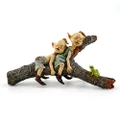 Top Collection 4384 Miniature Fairy & Terrarium Twin Garden Pixies Napping on Tree Log Statue, Small
