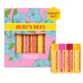 Burt's Bees 100% Natural Origin Moisturising Lip Balm Set, In Full Bloom - Beeswax, Dragonfuit Lemon, Tropical Pineapple, and Strawberry, 4 Tubes