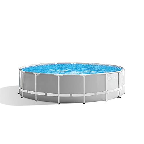 Intex 4.57x1.22m Prism Frame Premium Above Ground Swimming Pool Set Outdoor Grey