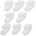 Gerber baby-girls 8-pair Wiggle Proof Sock, White, 3-6 Months