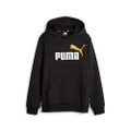 PUMA Boy's Essential + 2 Col Big Logo Hoodie FL, Black-Yellow Sizzle, XS