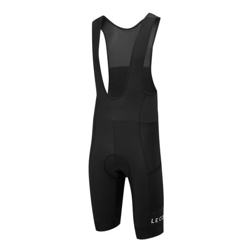 LE COL Men’s Sport Cargo Thermal Bib Shorts | Fleece Lined Cycle Shorts | Padded Chamois Cycling Pants Gel Inserts | XS - 3XL, Black, Medium