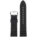Fossil Silicone and Stainless Steel Interchangeable Watch Band Strap, Black/Silver, 24mm,