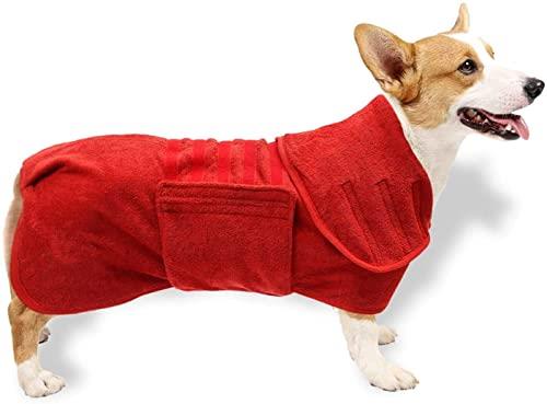 UOMIO Dog Drying Coat Bathrobe Towel, Puppy Towelling Robe, Double-layer Microfiber Absorb Moisture and Dry Pet Quickly, Adjustable Collar and Waist - 74cm Back Length for Super Big Dog