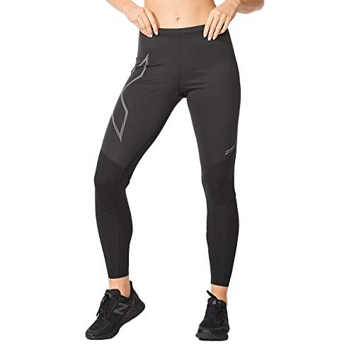 2XU Women's Ignition Shield Compression Tights - Powerful Support & Warmth - Black/Black Reflective - Size X-Large